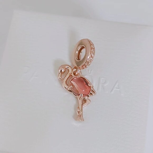 Pandora Pink Murano Glass Flamingo Dangle Charm Bracelet Charm with box - Picture 3 of 5